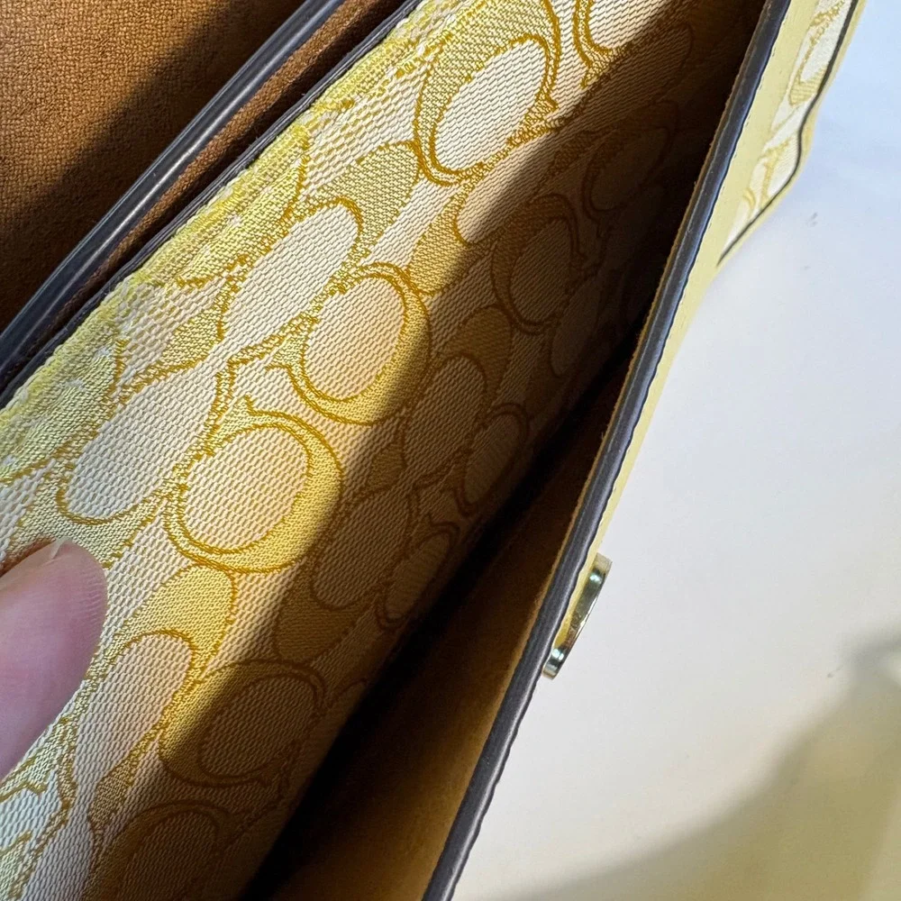 Coach Lonnie Crossbody Bag‎ In Signature Jacquard Gold/Retro Yellow C8307
